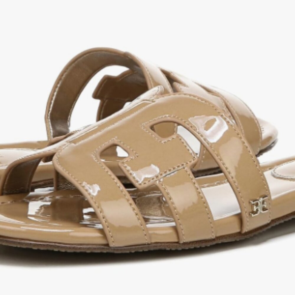 Sam Edelman Bay Slide Sandals Women's 6 Patent Leather Almond‎